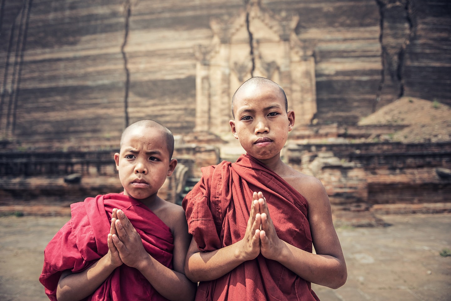 Kids praying in Myanmar