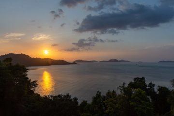sunset over islands in myanmar